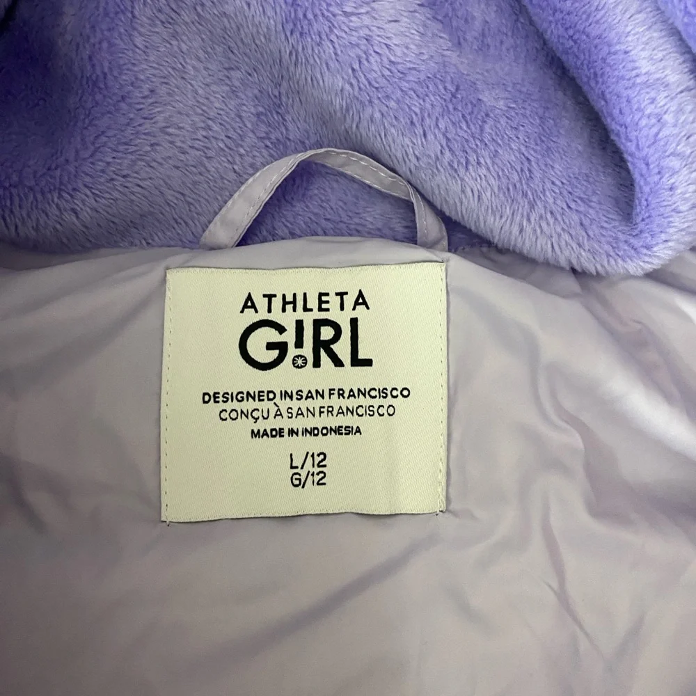 Athleta Girl Cloud Nine Purple Puffer Vest size L/12 Purple